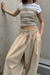 SUMMER KNIT BORDER TUBE TOP -BROWN MIX-